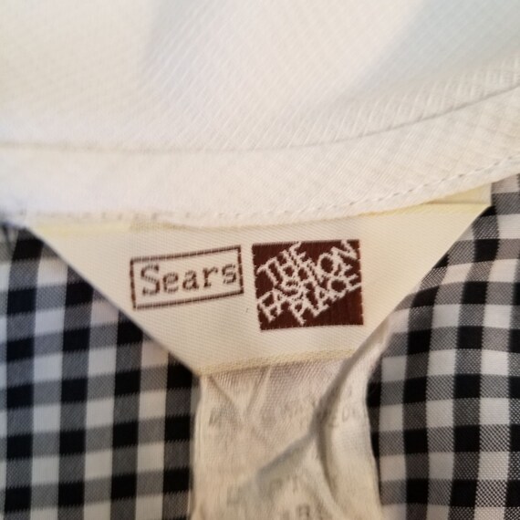 Vintage Sears Black White Gingham Check Belted Dr… - image 4