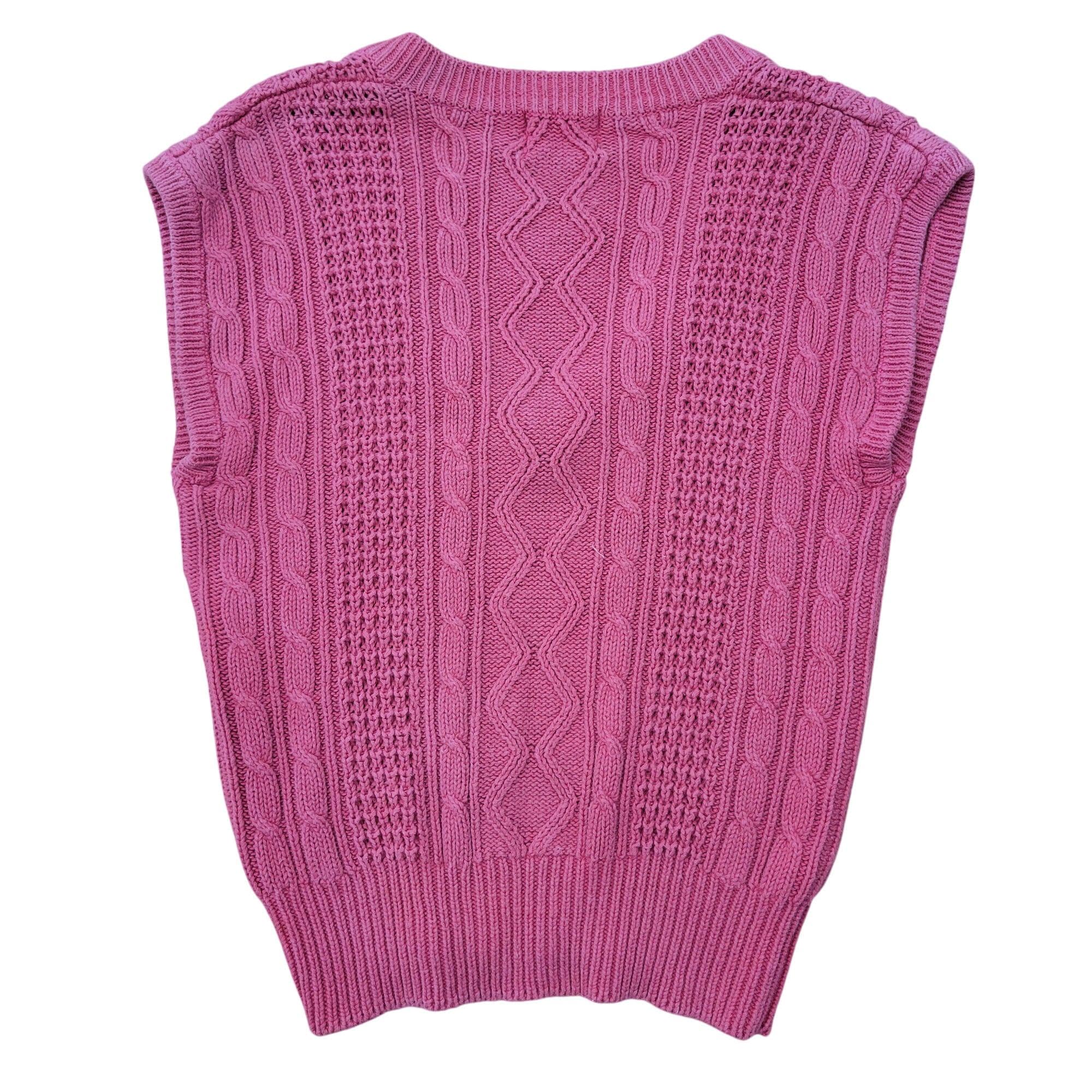Vintage Forenza Pink Cable Knit Sweater Vest S Sleeveless School