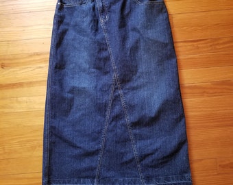 Baccini 10 Blau Jeans-Jeans Rock Taschen Gürtelschlaufen Bling Zurück Schlitz