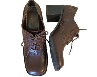 Expressions 8M Brown Shoes Chunky Heels 90s Y2K Granny Retro Twee Academia