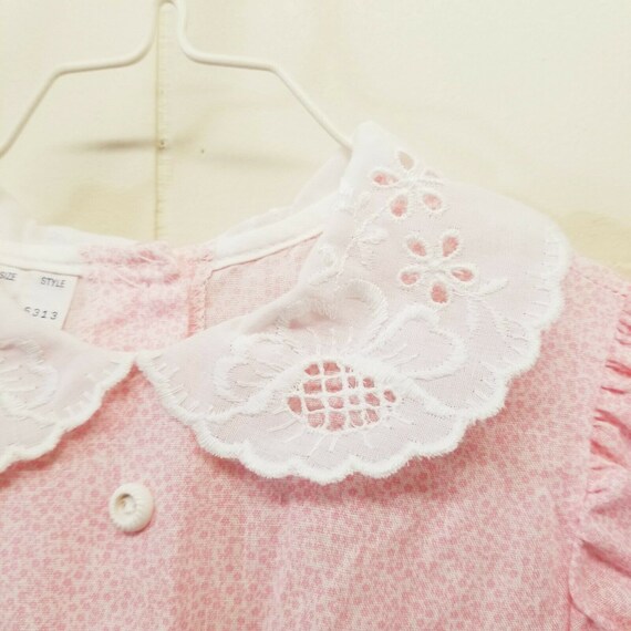 Mini World 2T Pink Stripe Dress Vintage Eyelet La… - image 6