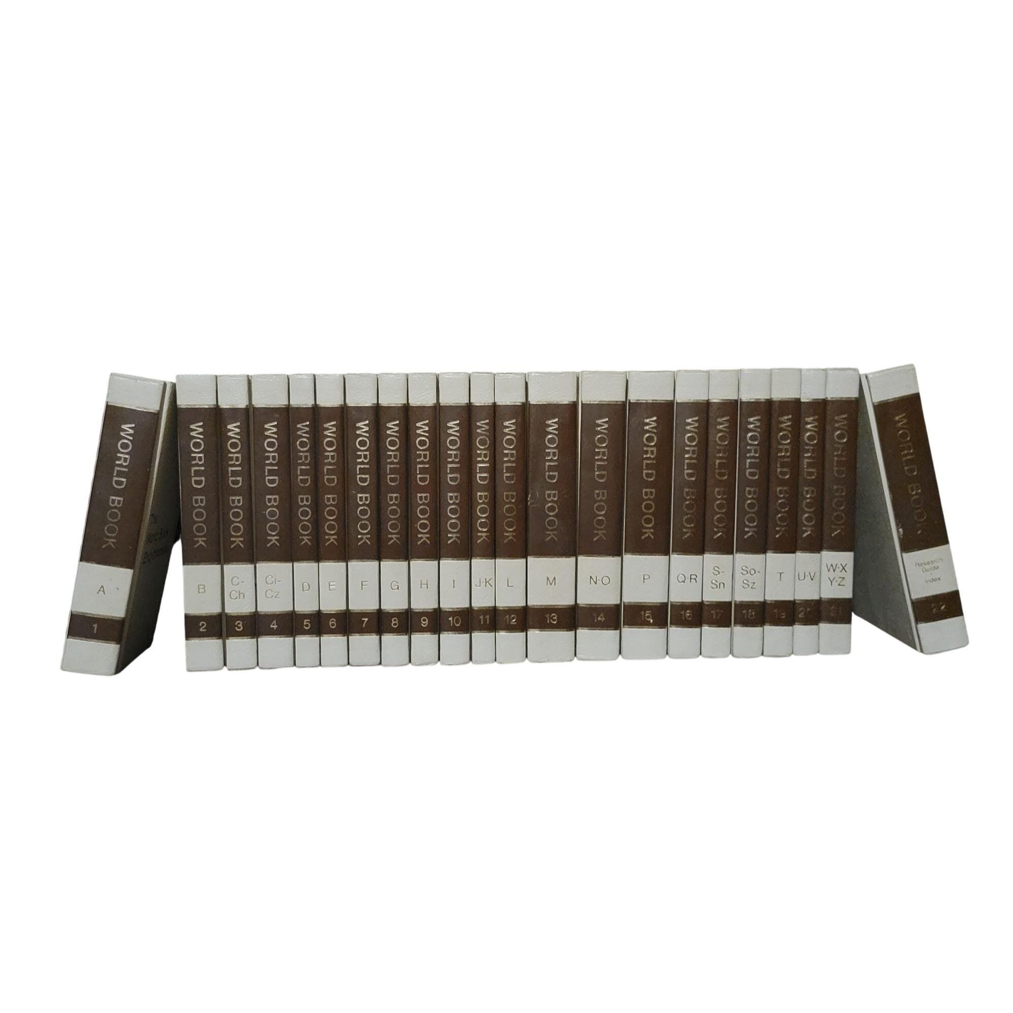 1972 World Book Encyclopedia Brown Beige Cream Set Staging Decor