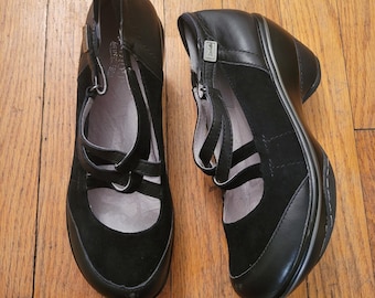 Jambu 6 M Toronto Wedge Piel Negra Ante Mary Jane Tiras Steampunk años 90