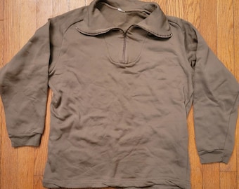 Canottiera militare statunitense in polipropilene per il freddo, marrone, con cerniera a un quarto e fodera in pile