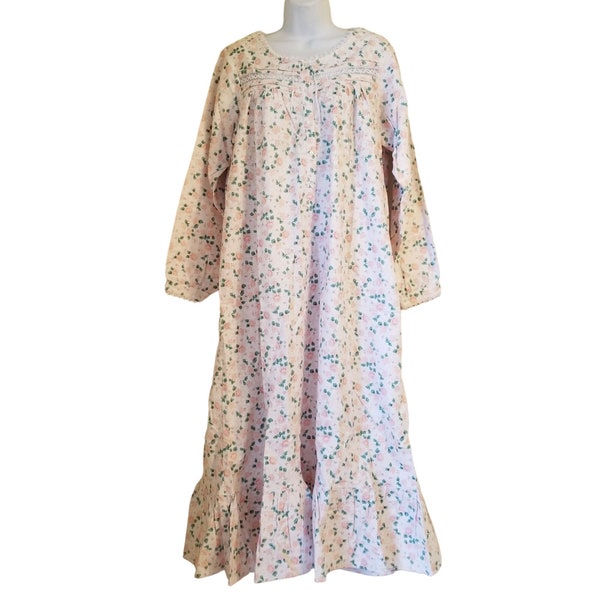 Ashley Taylor Intimates S Pink Floral Pajamas Nightgown Vintage Flannel NWT