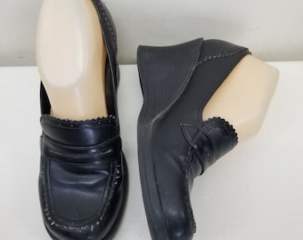 No Boundaries 7.5 Black Shoes Wedge Chunky 90s Y2K Cosplay School Girl