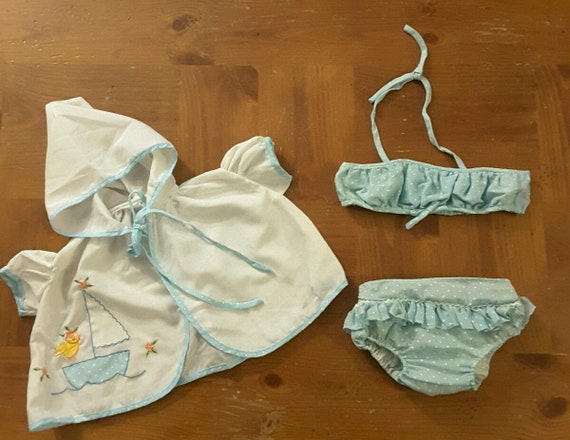 Vintage Toddler Girls 3 Pc Blue Polka Dot Swimsuit Cover Up | Etsy