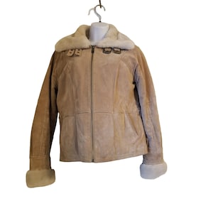 Wilsons Leather S Tan Zip Up Bomber Jacket Coat Penny Lane Aviator Y2K