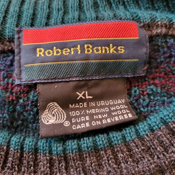 Robert Banks XL Merino Wool Sweater Pullover Geom… - image 3