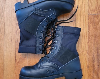 Mens 8.5R Black Military Combat Boots Lace up Leather  display picture 1