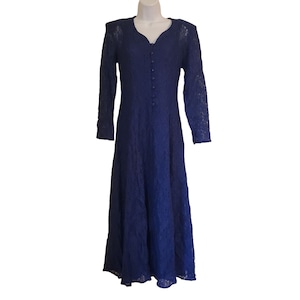 All that Jazz 7 8 Blue Lace Vintage Dress V Neck Formal Cosplay Costume