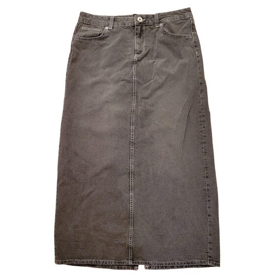 Divided HM Black Denim Maxi Skirt 10 Modest Back Slit Western
