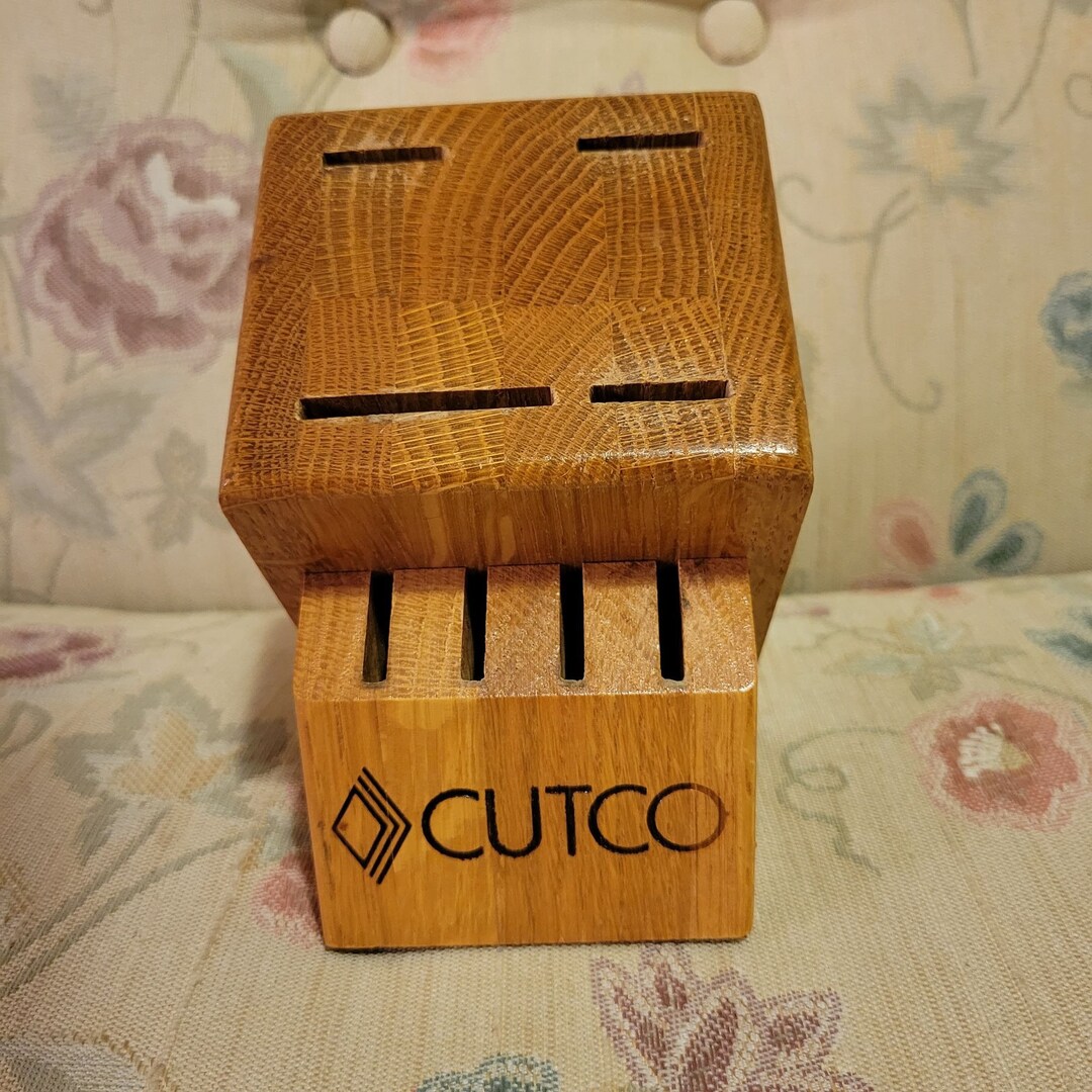 Cutco Brown Oak Heavy Wood Slot Storage Knife Block USA
