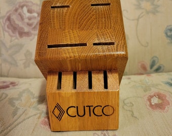 Cutco Brown Oak Heavy Wood Slot Storage Knife Block USA