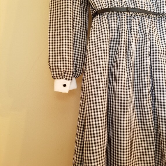 Vintage Sears Black White Gingham Check Belted Dr… - image 6