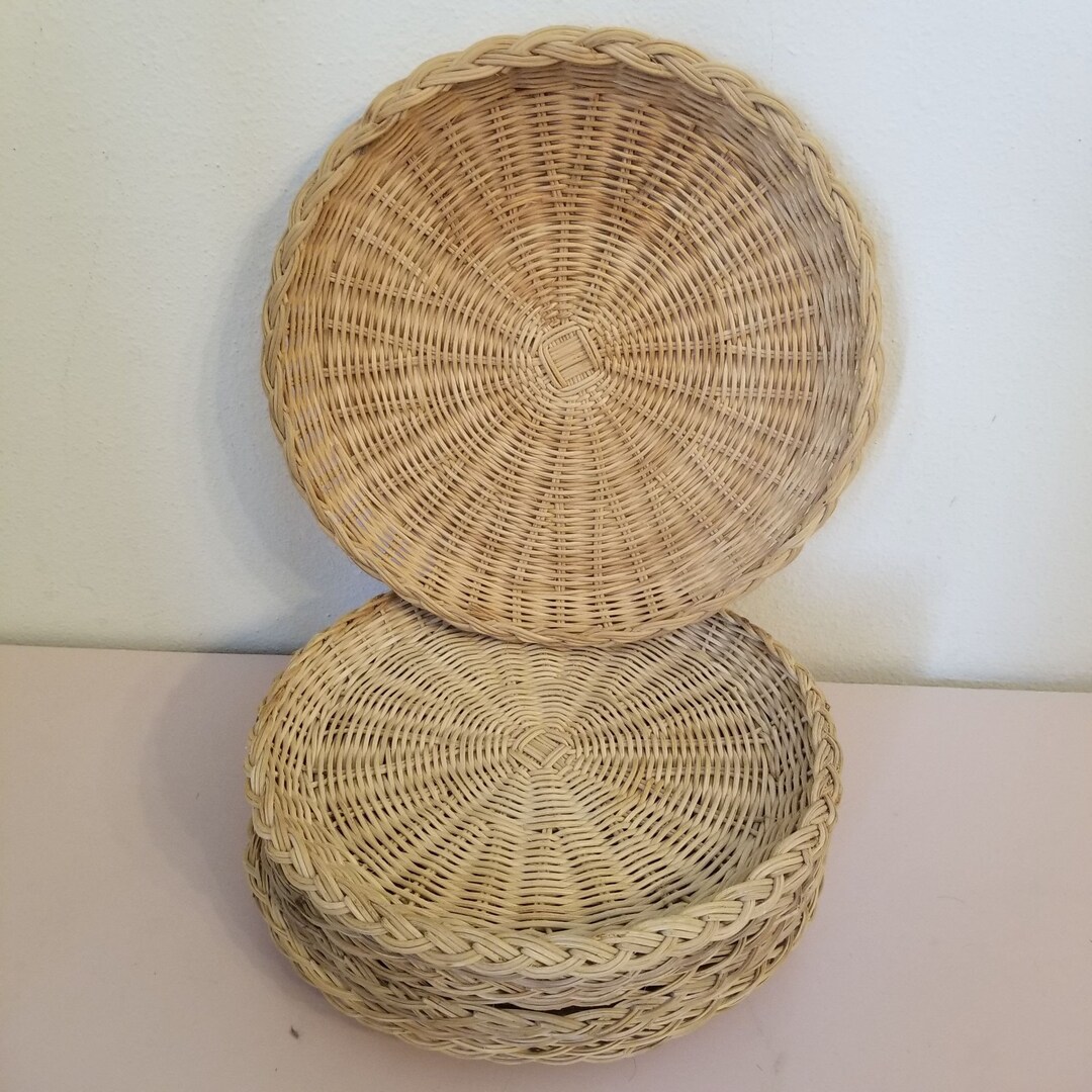 9 Wicker Rattan Paper Plate Holders Camping BBQ Cookout Party Etsy