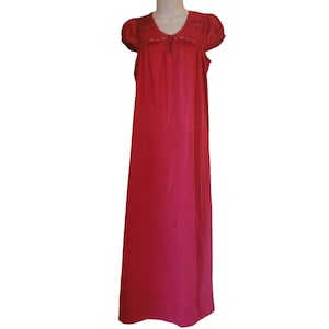 Texsheen Lingerie S Red Maxi Lace Embroidered Cap Sleeves Nightgown