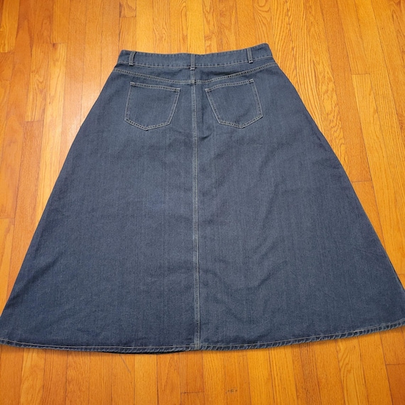 Vintage Denim A Line Skirt 2XL Button Up High Waist Pockets Modest Church Home School