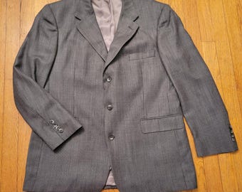 Stafford 44R Blazer Grau Seide Wolle Strukturierte EXECUTIVE Dapper Preppy Academia