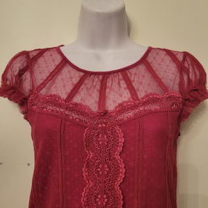 Free People S Lace Babydoll Y2K Top Sheer Cap Sleeves Boho Coquette Chic Summer image 2