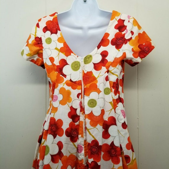 Ui Maikai Orange Floral Dress Made In Hawaii Drap… - image 5