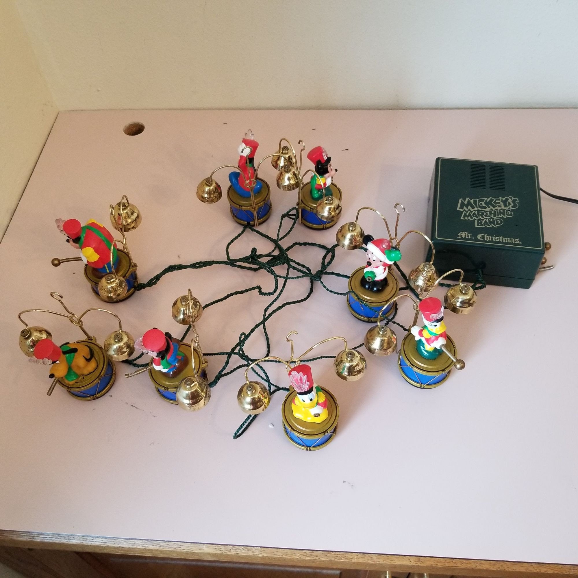Mr Christmas Mickeys Marching Band Animated Musical Bells AS IS 
