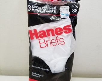 Hanes Size 38 Mens White Briefs Underwear Preshrunk 3 Pair NEW 1987