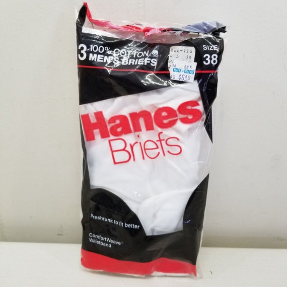Hanes Size 38 Mens White Briefs Underwear Preshrunk 3 Pair NEW 1987 