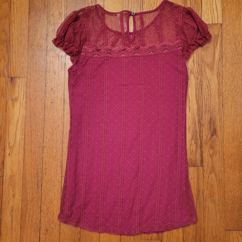 Free People S Lace Babydoll Y2K Top Sheer Cap Sleeves Boho Coquette Chic Summer image 8