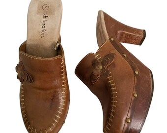 Vintage 90s Y2k Skechers Bratz Brown Oiled Leather Chunky  display picture 1