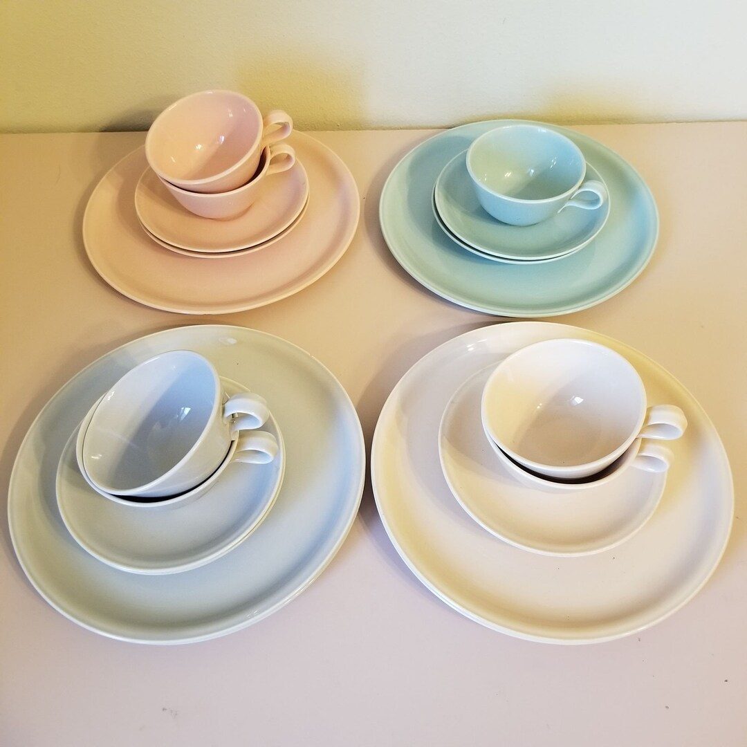 21 Pc Set Homer Laughlin Jubilee Pink Green Gray Cream Dinner Etsy