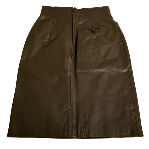 Wilsons 2 Black Pencil Leather Skirt Vintage High… - image 2
