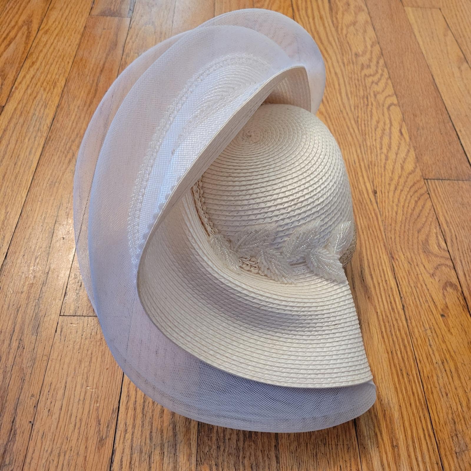Deborah NY Ivory Hat Beaded Floral Embellished Formal Derby  display picture 2