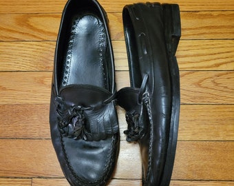 Allen Edmonds 10 Black Leather Loafers Dress Shoes Business Tassel Kiltie