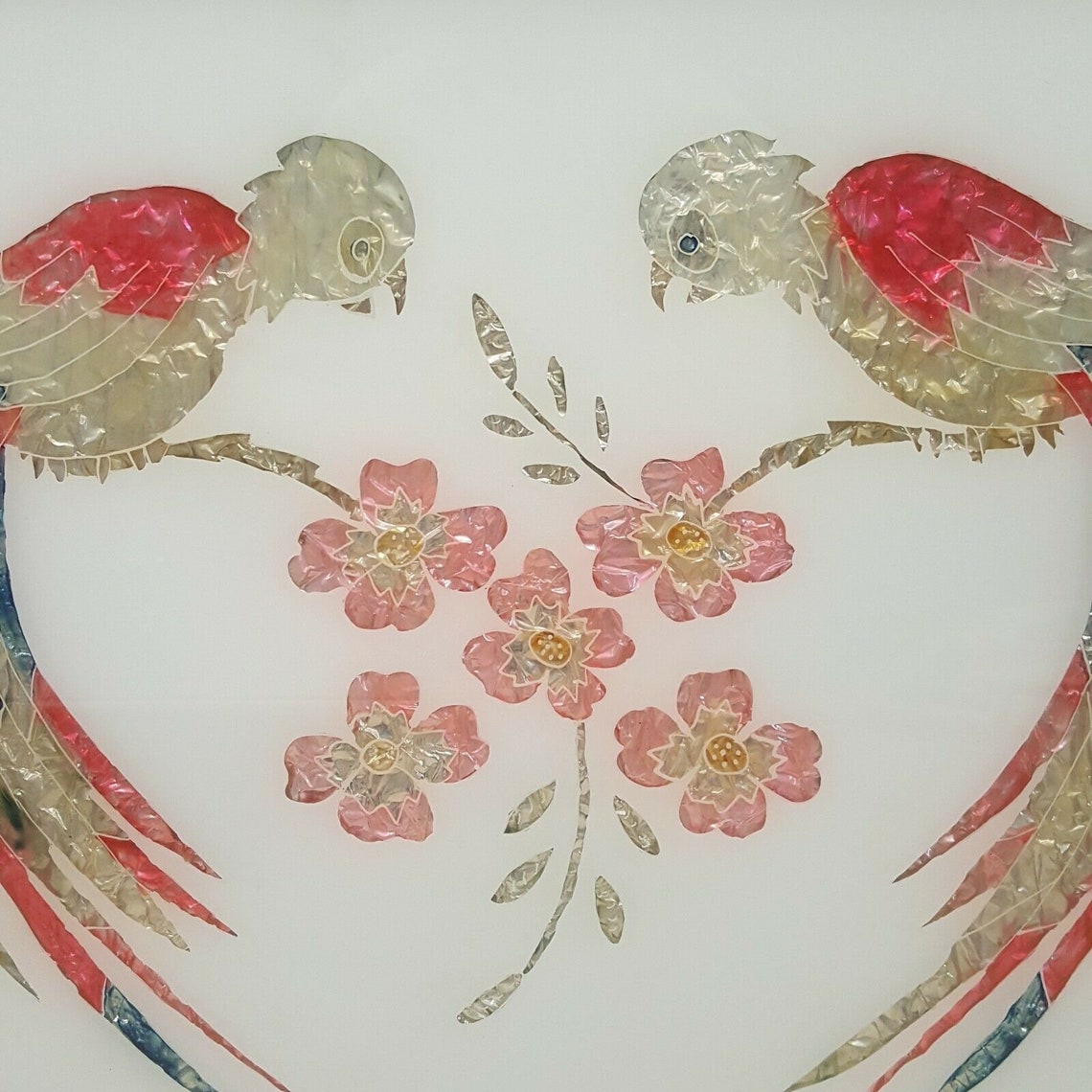 Reverse Foil Tinsel Glass Art Painting Bird Cockatoo Parakeet Etsy