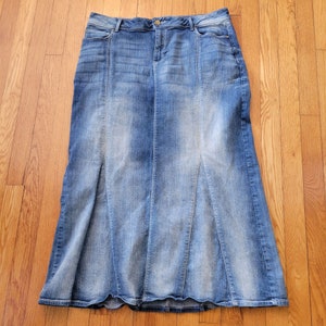 Est 1946 Denim 16 Long Maxi Blue Jean Skirt Modest Church Home School