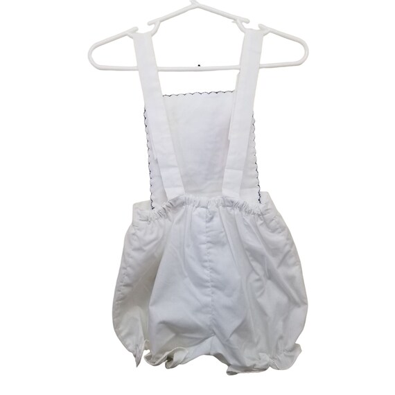White Sailboat Romper Shortalls Embroidered Vintage 24M View 2