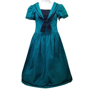 Misty Lane 9 10 Sailor Dress Green Black Polka Dot Vintage Cosplay Fitted Bow