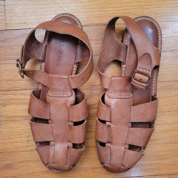 Cole Haan Leather Fisherman Sandals Brown 11B Comfort Brazil 