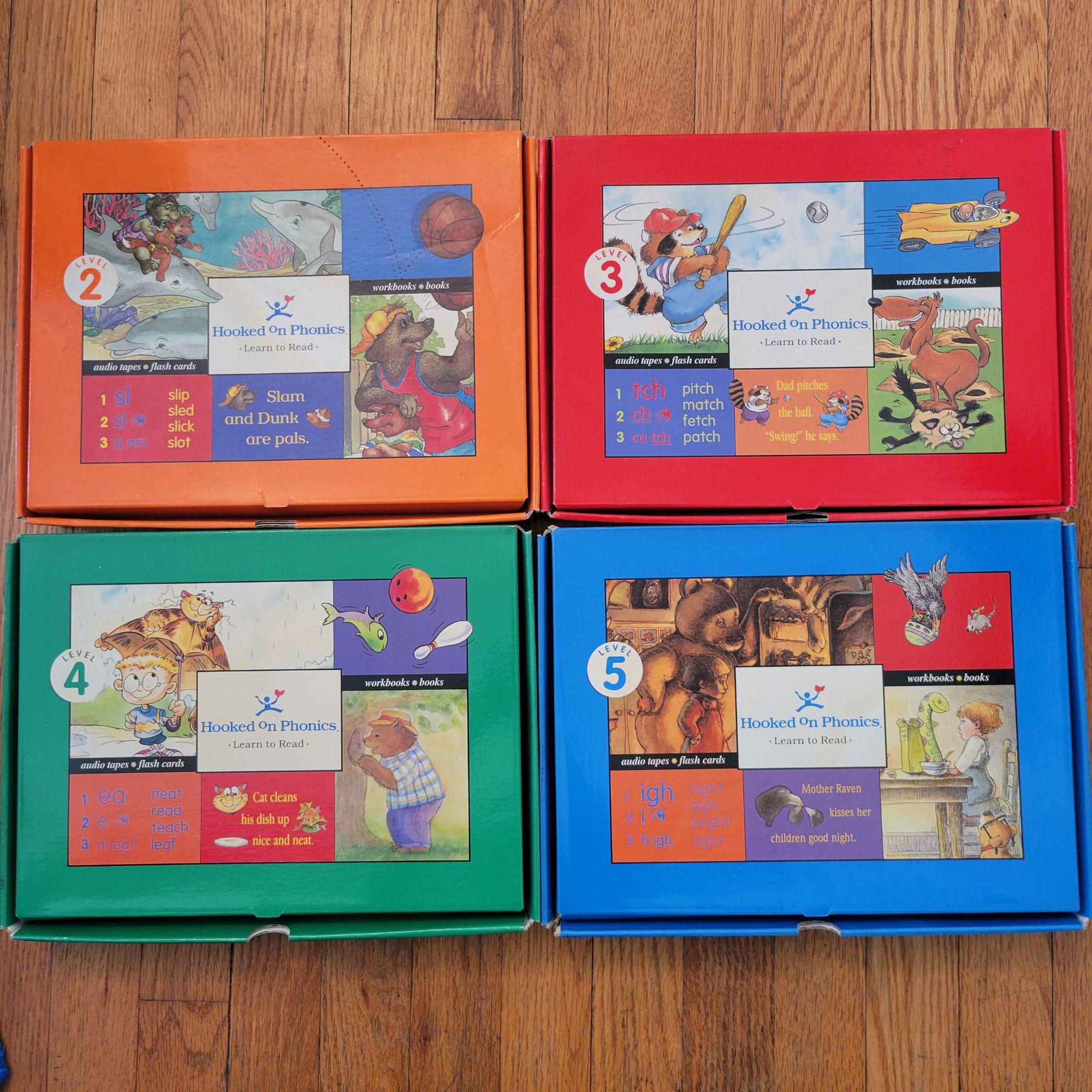 Hooked on Phonics Learn to Read Set Levels 2-5 Books Cassettes