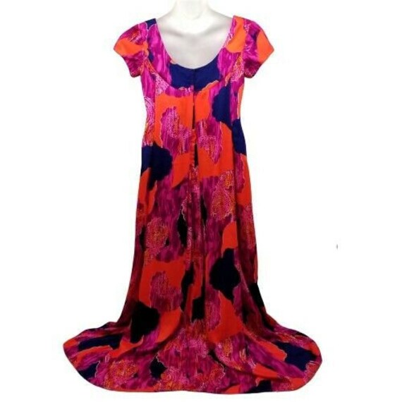 Liberty House Hawaii 10 Dress Long A Line Orange Pink Gem