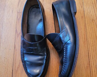 Bass Weejuns 11D Black Leather Dress Shoes Loafers Preppy