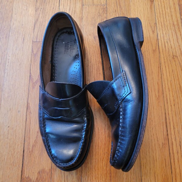 Bass Weejuns 11D Black Leather Dress Shoes Loafers Preppy