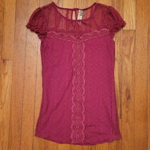 Free People S Lace Babydoll Y2K Top Sheer Cap Sleeves Boho Coquette Chic Summer image 6