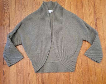 MILLAR IRELAND Wool Shawl Collar Cardigan Green Sweater Cozycore Winter Layering