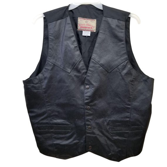 Permit Platinum XL Vintage 90s Black Leather Vest Moto Grunge