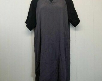 Madewell SMALL Colorblock T Shirt Dress Black Gray Mini Lightweight Back Zipper