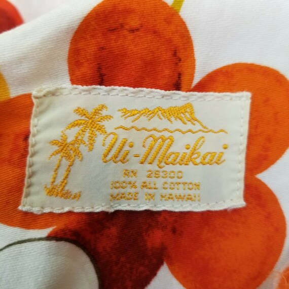 Ui Maikai Orange Floral Dress Made In Hawaii Drap… - image 6