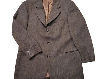 Blazer Hugo Boss 42R Marron Tweed de laine Veste de sport EINSTEIN preppy USA