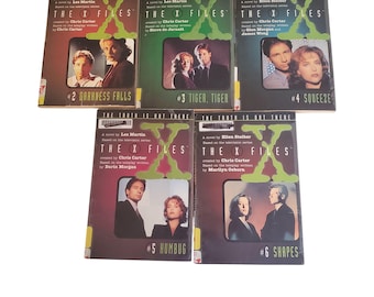 May include: A collection of five paperback books from "The X-Files" series. Each book features a different cover image of the show's characters and the series title. The books are numbered and titled, with the series title in large, green letters.
